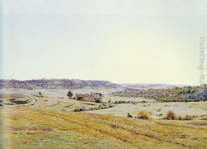 Jean Ferdinand Monchablon A Young Shepherd In An Extensive Landscape